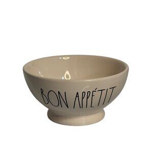Rae Dunn Artisan Collection Bon Appétit Ceramic Bowl 6" Cream Pottery Farmhouse